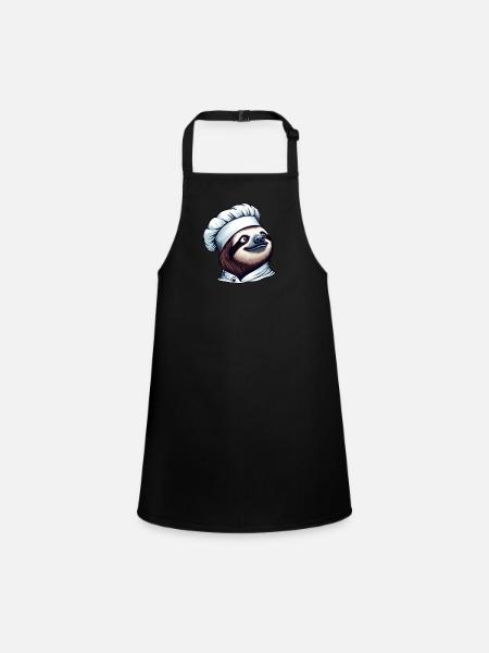 Proud Sloth Chef: Master at the Stove - Children's Apron - black - Front