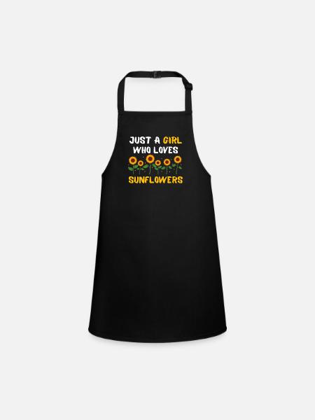 Garden Flowers Flower Girl Gift Sunflower - Children's Apron - black - Front