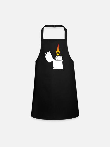 flaming skull and white lighter - Children's Apron - black - Front