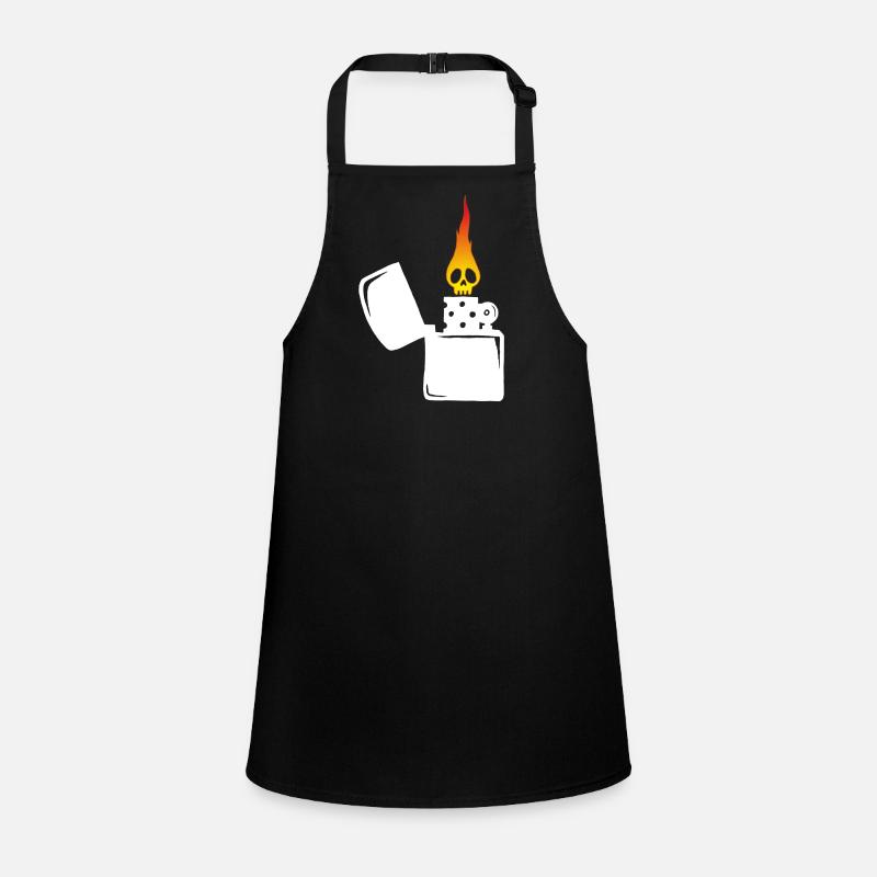 Flammenschädel und weißes Feuerzeug Schürze für Kinder