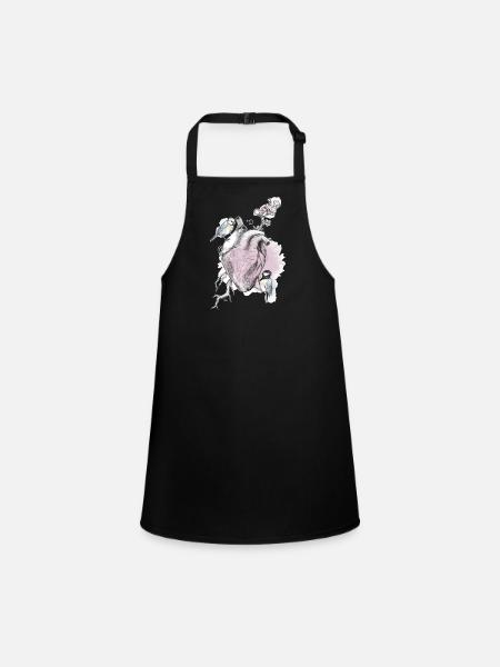 and heart - Children's Apron - black - Front