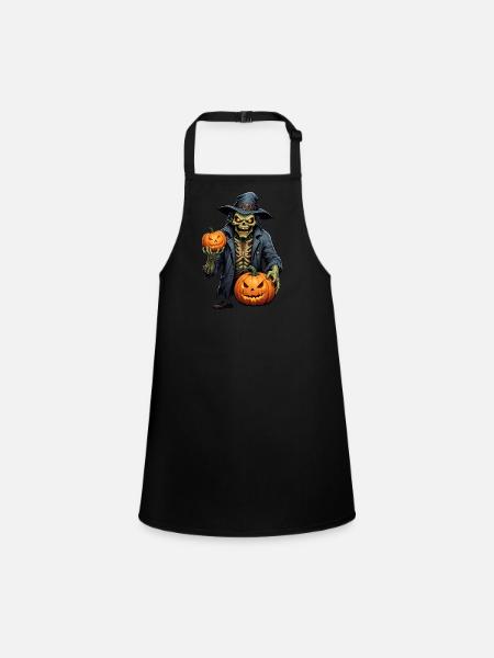 Halloween - Horreur zombie Horreur avec citrouille - Tablier Enfant - noir - Devant