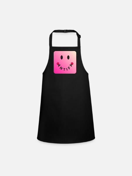 Friendly Antifa Pink | Faute de frappe de Gradient Smile - Tablier Enfant - noir - Devant