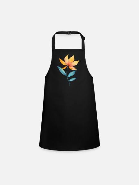 Wildblume Floral Blumen - Schürze für Kinder - Schwarz - Vorne