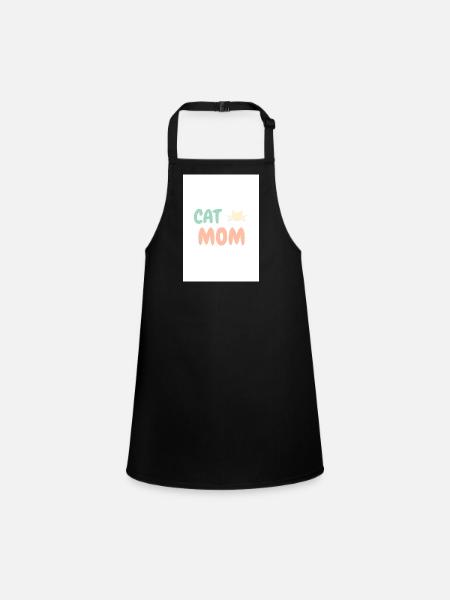Cat Mom Katzenliebhaber Design - Schürze für Kinder - Schwarz - Vorne