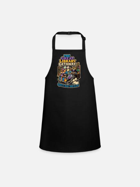 The Great Library Getaway – Books Humor - Children's Apron - black - Front