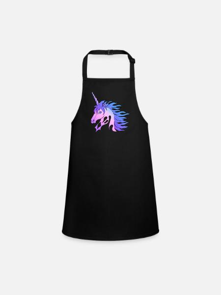 Unicorn unbelievably beautiful coloring - Children's Apron - black - Front