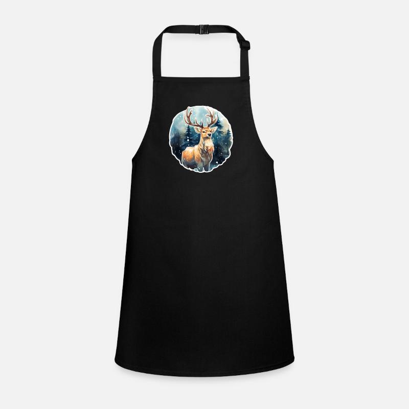 Deer in snowy forest Children's Apron