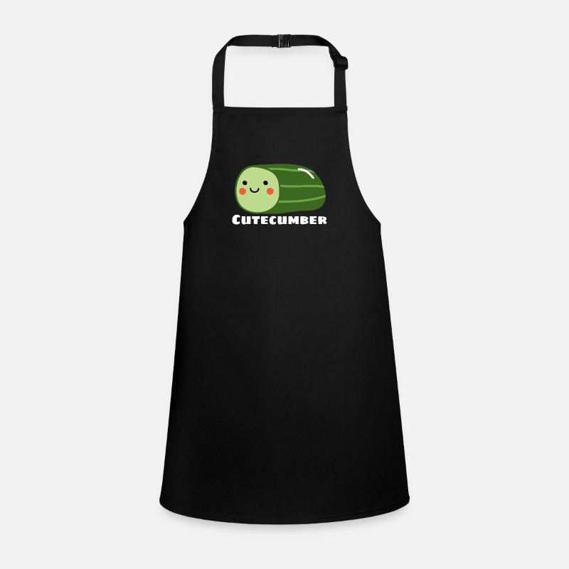Cutecumber | Cute Cucumber Pun - Children's Apron - black