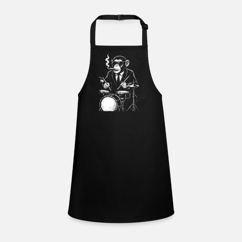 monkey with cigar playing the drums Children's Apron