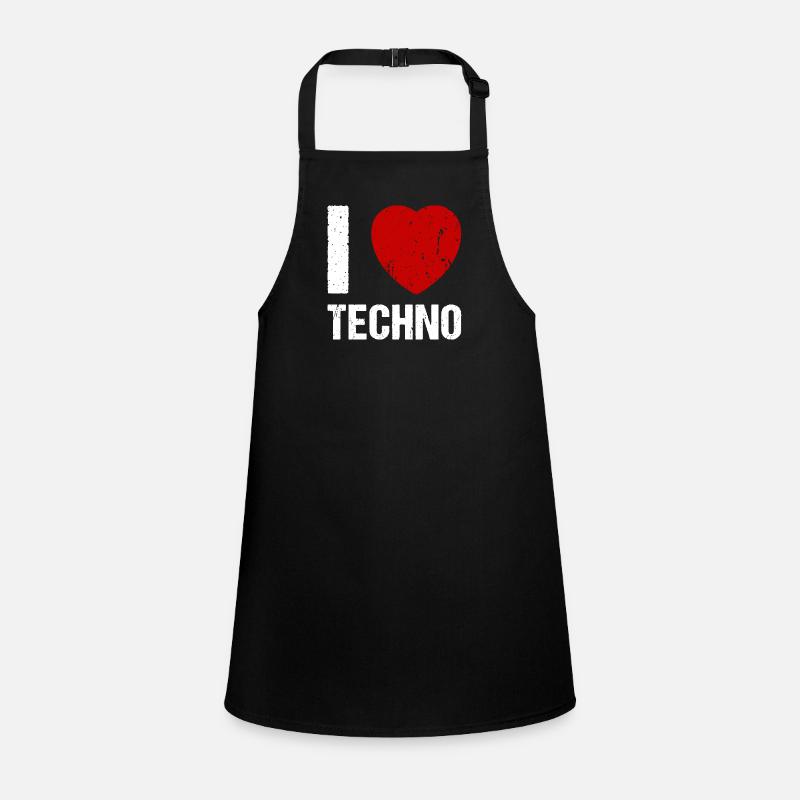J’adore Techno Heart Techno House Rave Music Tablier Enfant