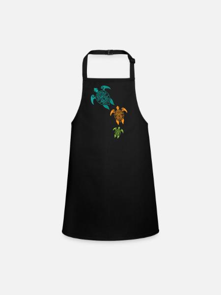 Maori Turtles Group Tattoo Gift Idea - Children's Apron - black - Front