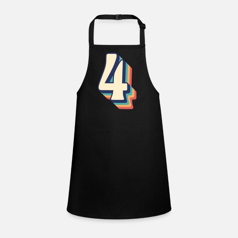 Vintage Retro T-Shirt Nummer Vier 4 Vier Quattro Schürze für Kinder