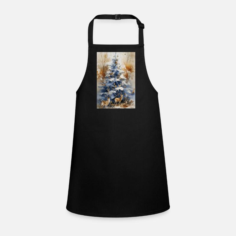 Blue Christmas Tree and Deer Children's Apron