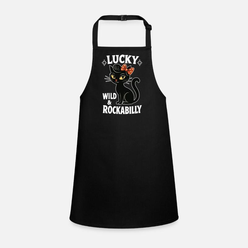 Rockabilly schwarze Katze glücklich wild Geschenk Schürze für Kinder
