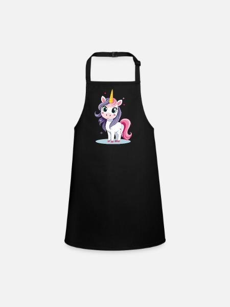 Licorne à la crinière colorée - Tablier Enfant - noir - Devant