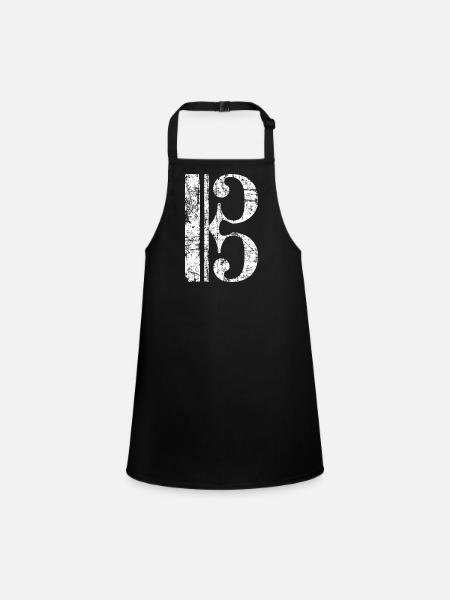 Violin key, tenor key, viola key - Children's Apron - black - Front