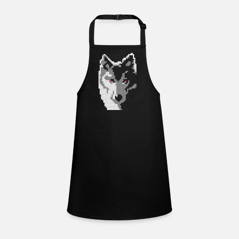 Grauer Wolf in Form eines Pixel Classic T-Shirts Schürze für Kinder