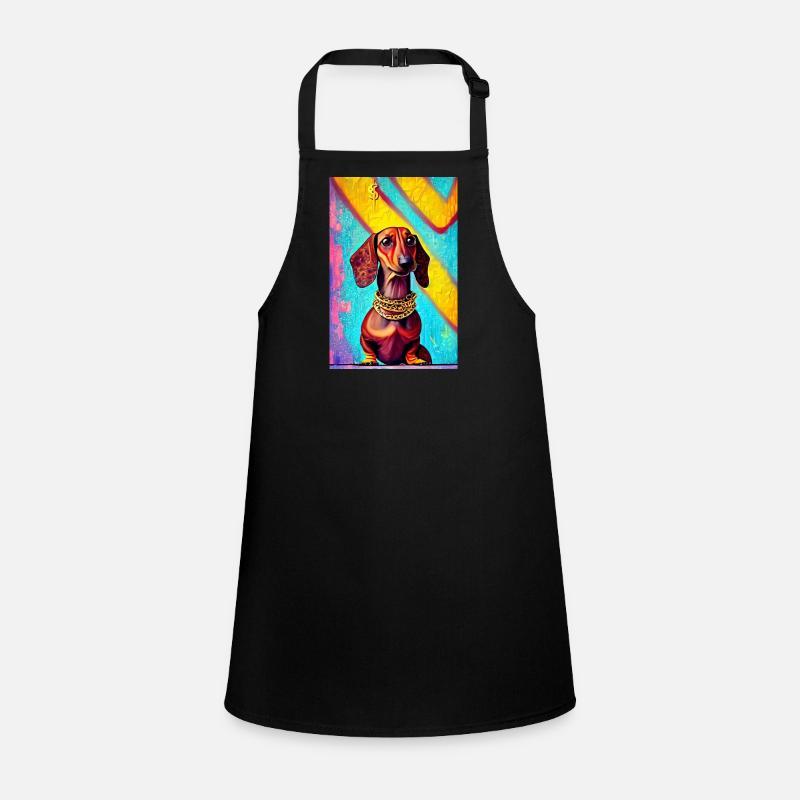 Modern Pop Art Print | Dachshund with Graffiti Colorful Children's Apron