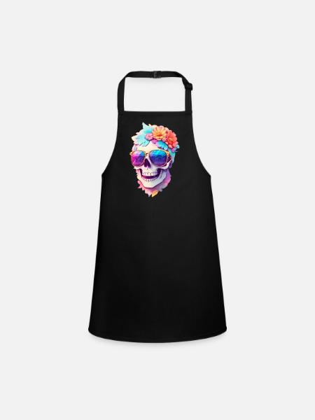 Skull - Children's Apron - black - Front