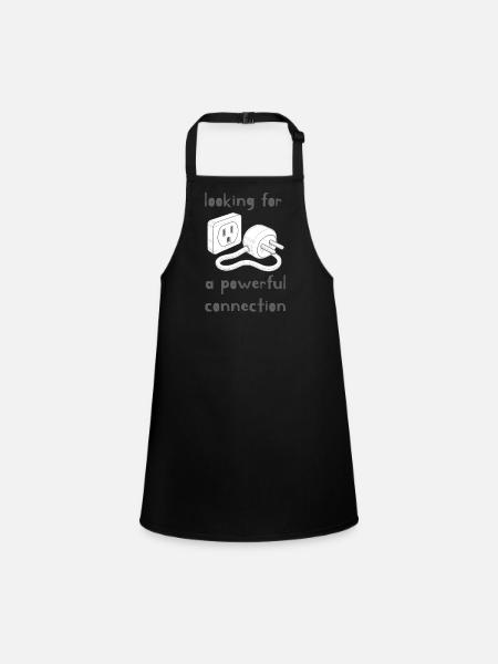 Powerful Connection – Plug & Outlet Design - Children's Apron - black - Front