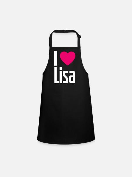 I Love Lisa Pinkes Herz Ich liebe Lisa - Schürze für Kinder - Schwarz - Vorne