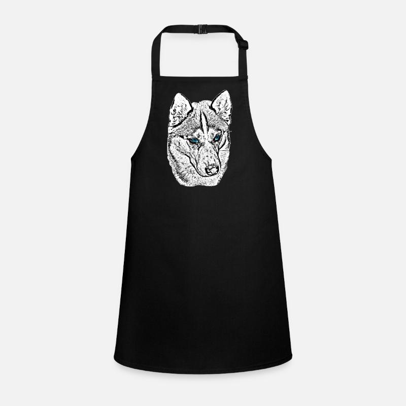 Wolf Head Drawing Blue Eyes Children's Apron