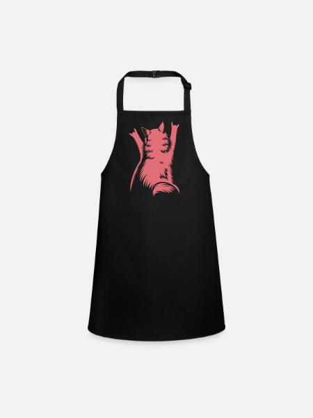 Vue arrière du Chat de Roche – Cornes de Diable - Tablier Enfant - noir - Devant
