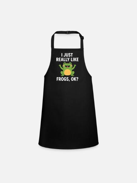 I just like frogs very much Design - Children's Apron - black - Front