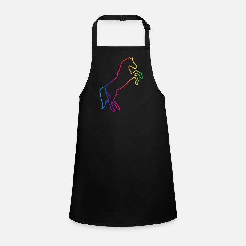 Rainbow Outline Horse - Children's Apron - black