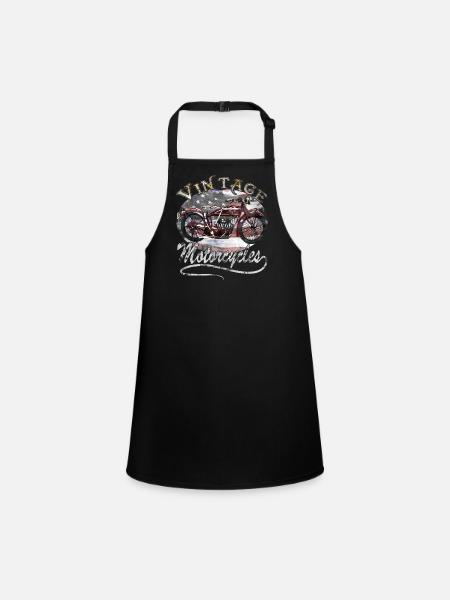 Vintage Motorcycle T-Shirt - Children's Apron - black