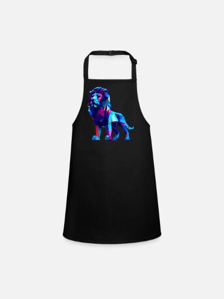 Lions polygonaux - Tablier Enfant - noir - Devant