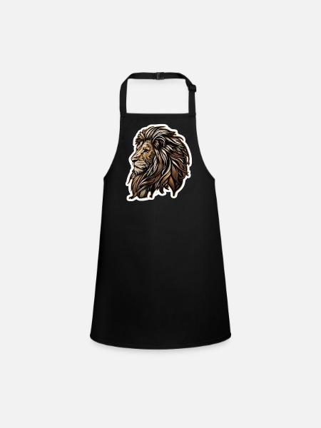 Royal lion motif - Children's Apron - black