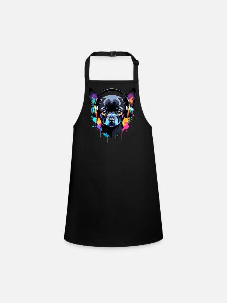 Music Dog - Children's Apron - black