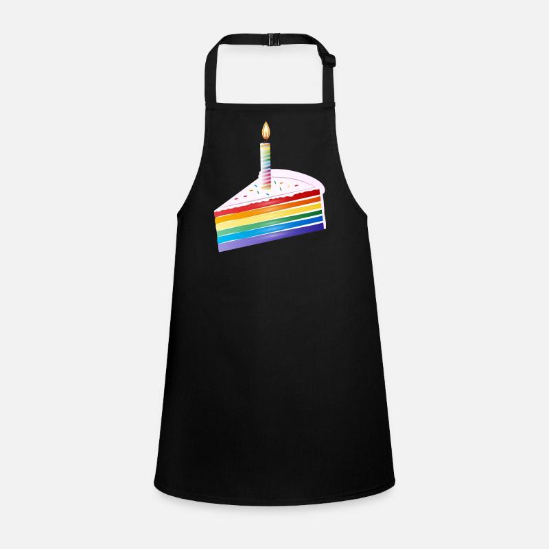 Morceau de gâteau arc-en-ciel avec bougie d’anniversaire Tablier Enfant