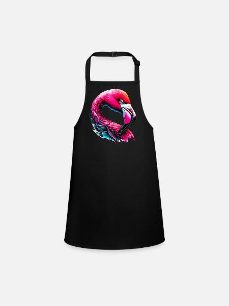 Flamingo - Children's Apron - black - Front