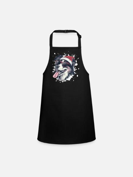 Border Collie Chien Noël Drôle - Tablier Enfant - noir - Devant