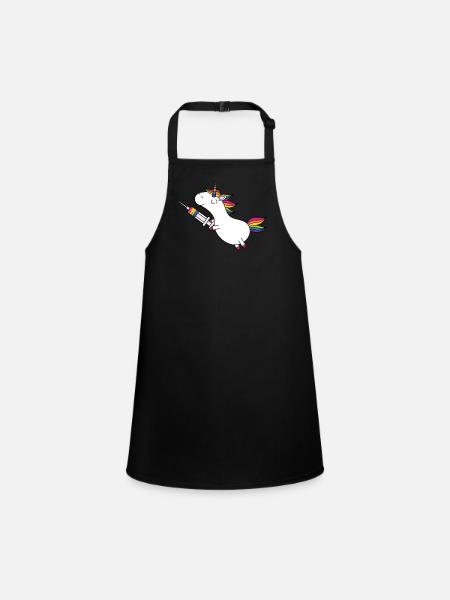 Licorne Immunicorn avec seringue arc-en-ciel - Tablier Enfant - noir - Devant