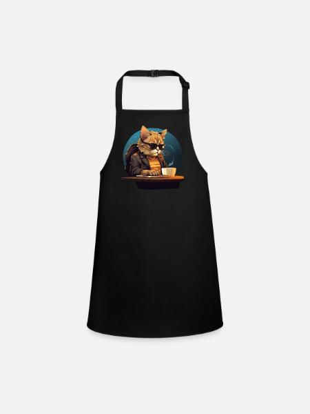 Cool Cat CEO - Patron détendu au bureau avec - Tablier Enfant - noir - Devant