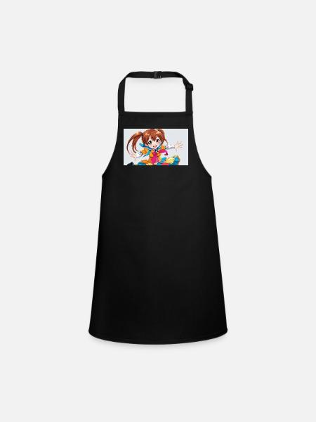 Ein niedliches manga maedchen - Schürze für Kinder - Schwarz - Vorne