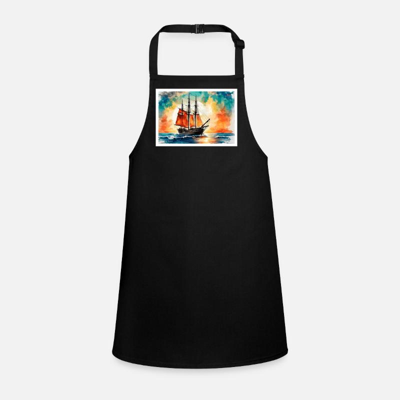 Red sailing ship at sunset Children's Apron