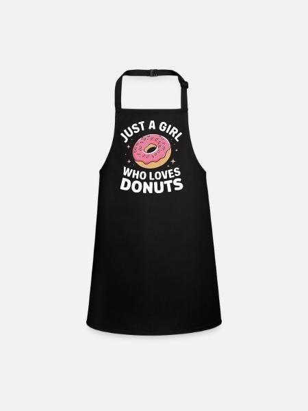 Donut Donuts Candy Bagel - Children's Apron - black - Front