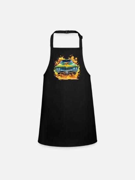 American muscle car cartoon style - Children's Apron - black - Front