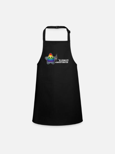 Illegal gender asterisk? Too cute to be sued! - Children's Apron - black - Front
