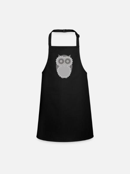 owl - Children's Apron - black - Front