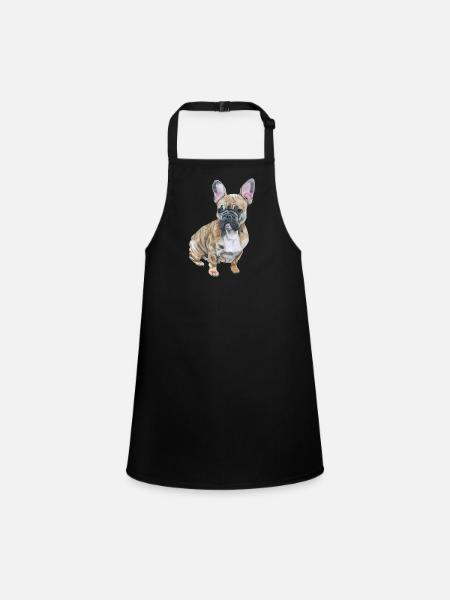 French Bulldog - Children's Apron - black - Front