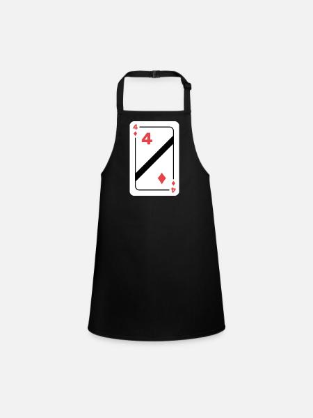 Karo Vier Spielkarte Pokerkarte - Schürze für Kinder - Schwarz - Vorne