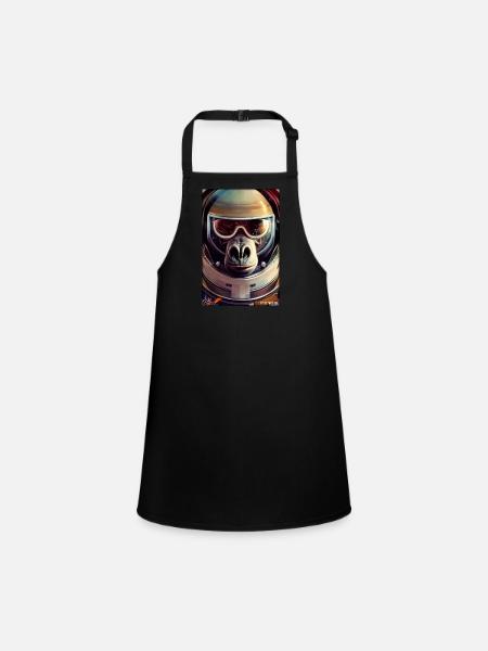 Monkey Animal Astronaute Space Space Universe 3 - Tablier Enfant - noir - Devant