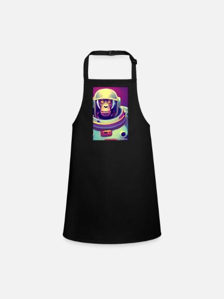 Monkey Animal Astronaute Space Space Universe 8 - Tablier Enfant - noir - Devant