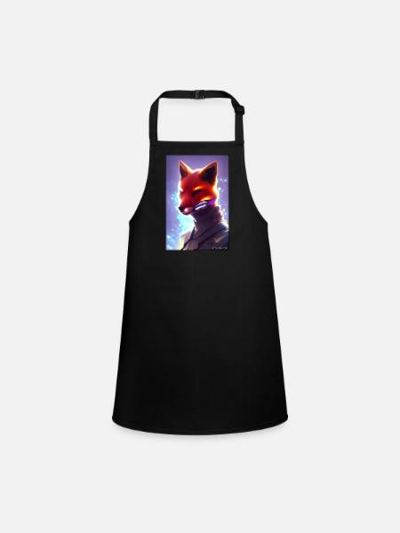 Fox Wildlife Cyber Neon Punk Future Sci-Fi - Tablier Enfant - noir - Devant